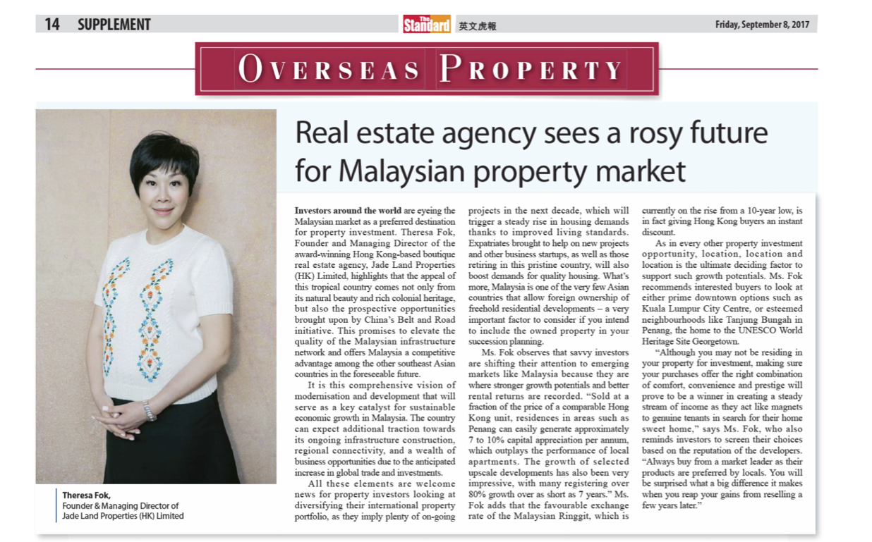 The Standard Editorial - Real estate agency sees a rosy future for Malaysia property market